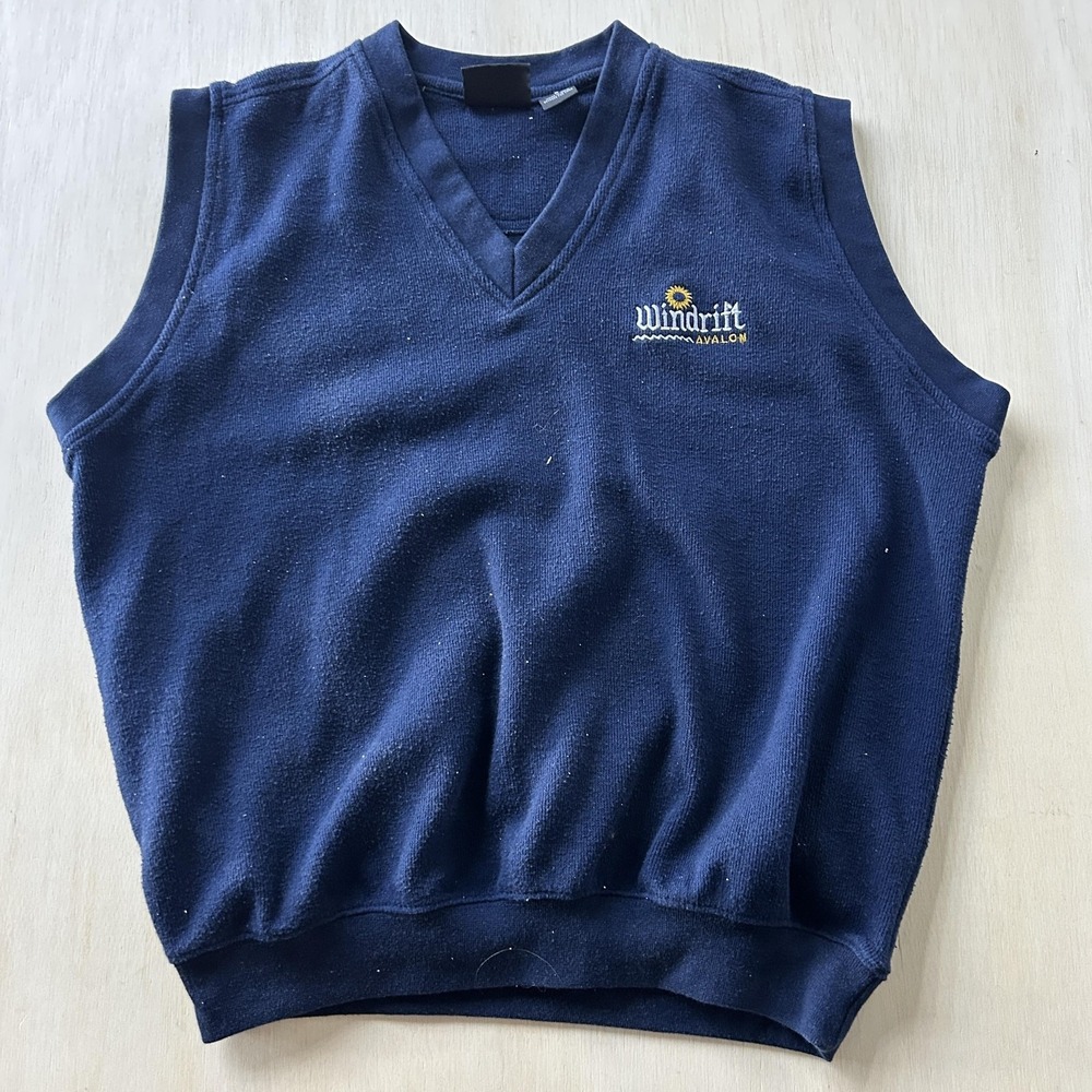 DIPORT‎ USA Sweater Vest Mens Small Blue V Neck Knit Windrift Avalon Logo